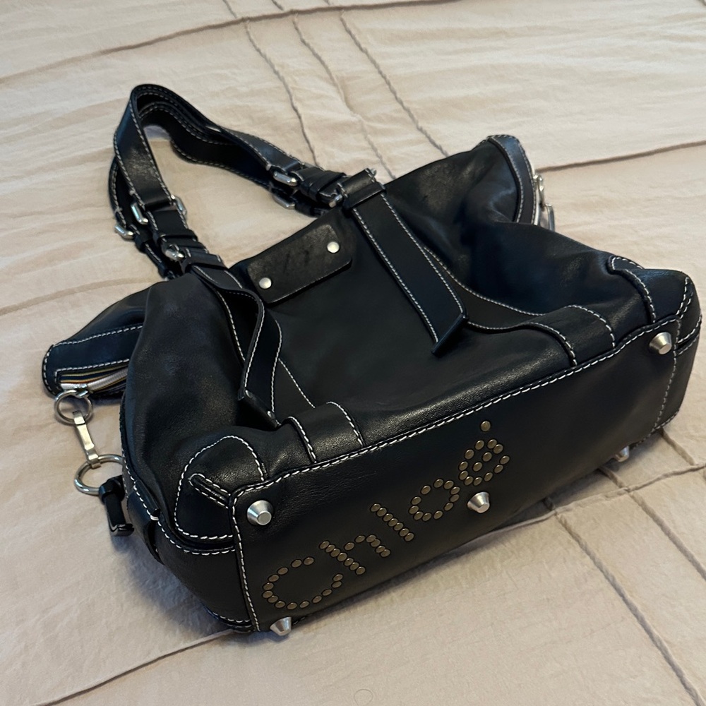 Chloe Black Studded Leather Shoulder Bag